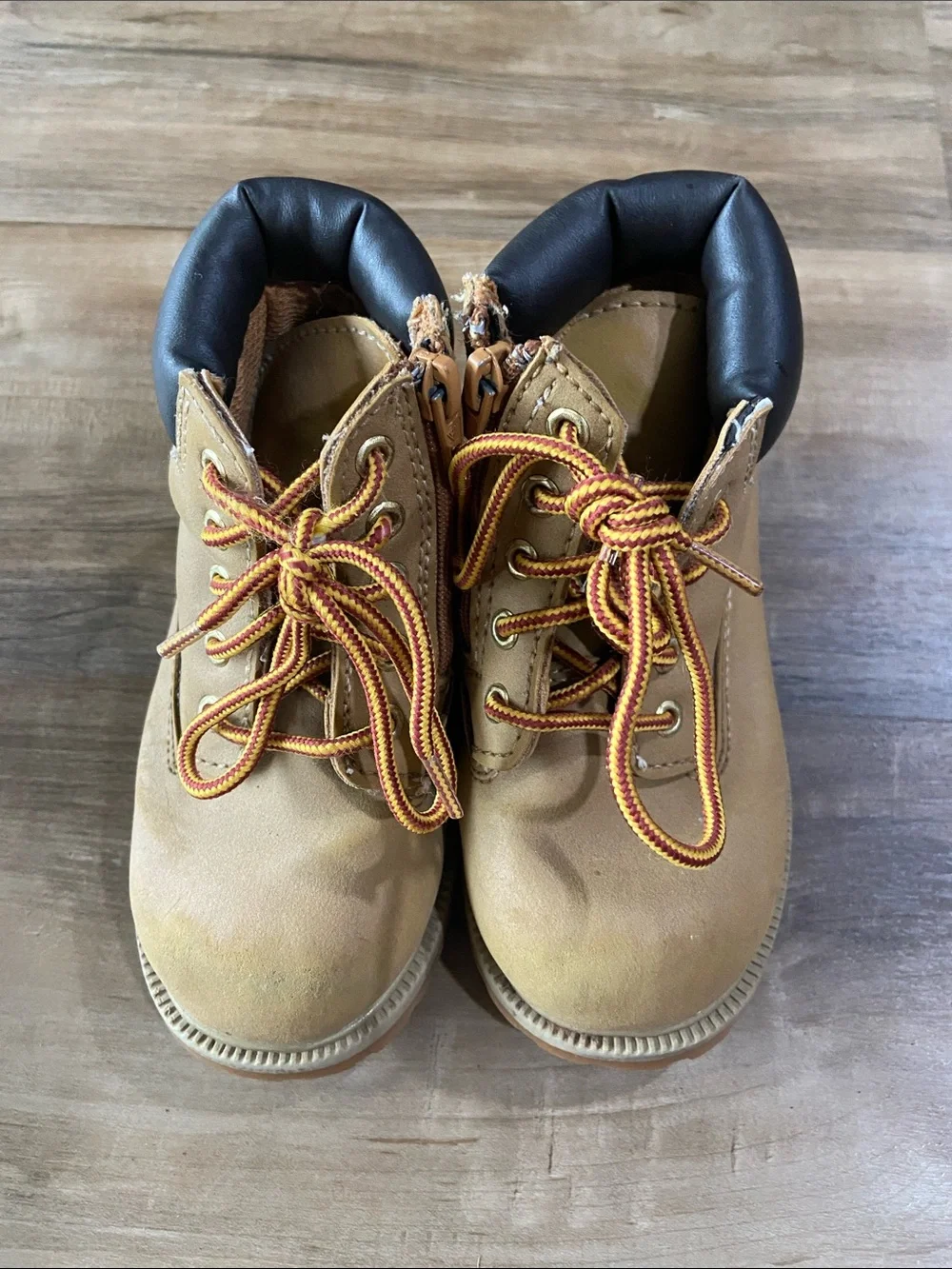 smartfit Tan Lace-Up Kids Work Boots with Side Zip